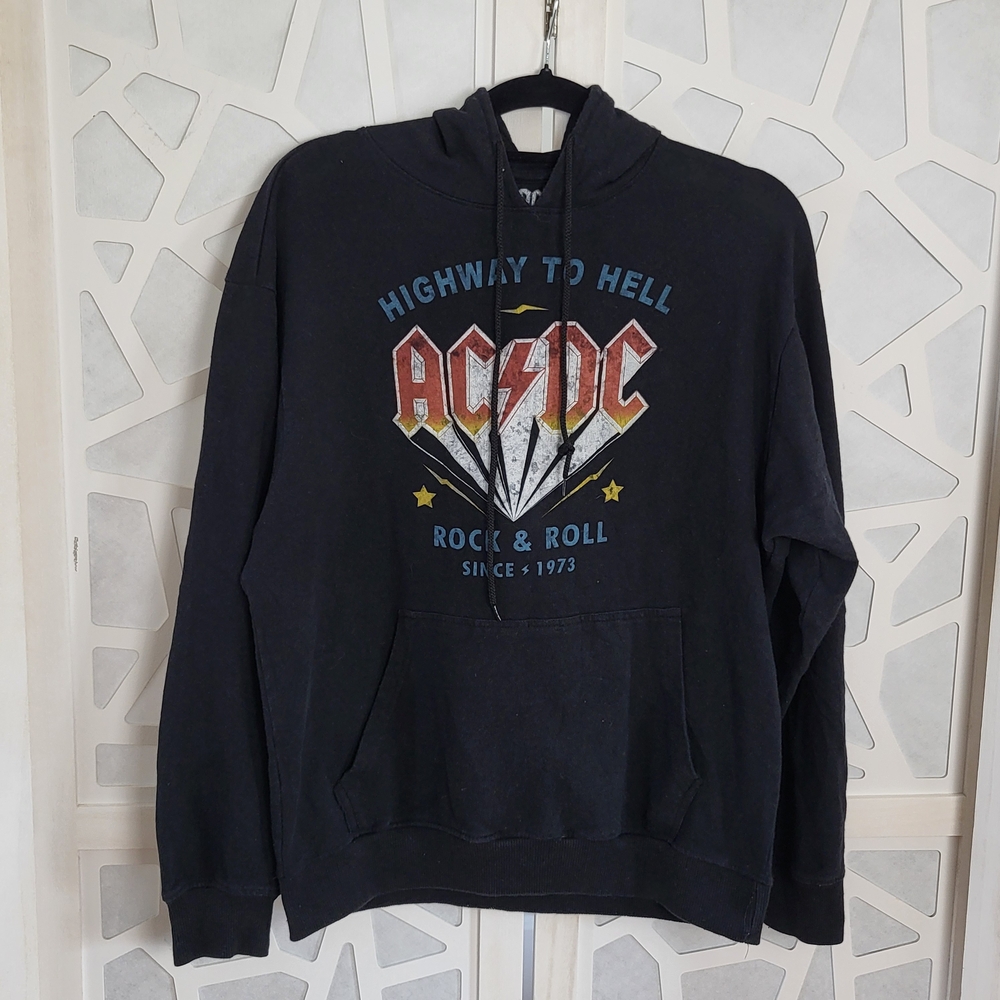 AC/DC Black Hoodie with Multicolor 'Highway to Hell' Graphic